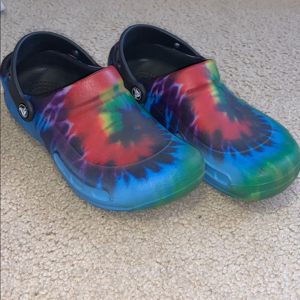 Rainbow Tie dye crocs